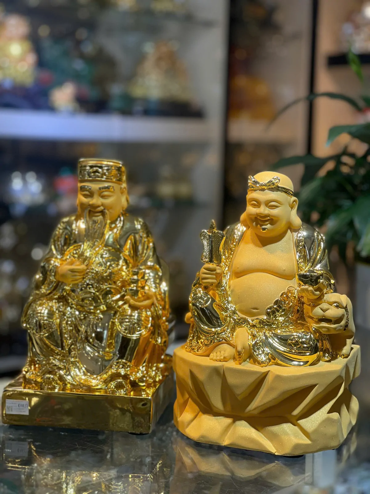 Bộ thần tài thổ địa vàng bóng kim sa khủng LN117