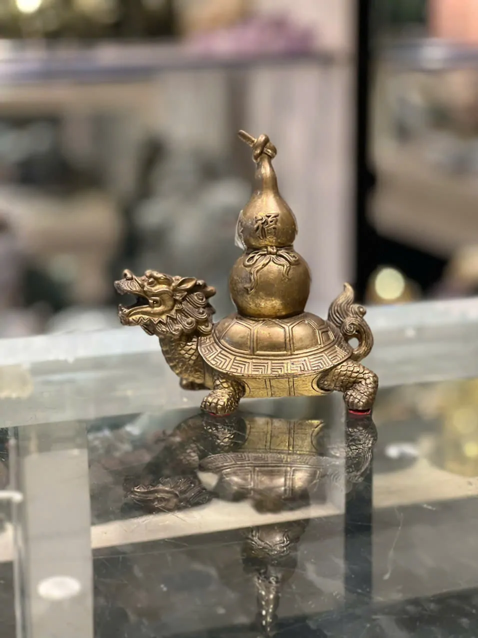 Rùa đầu rồng đồng cõng hồ lô đồng D289
