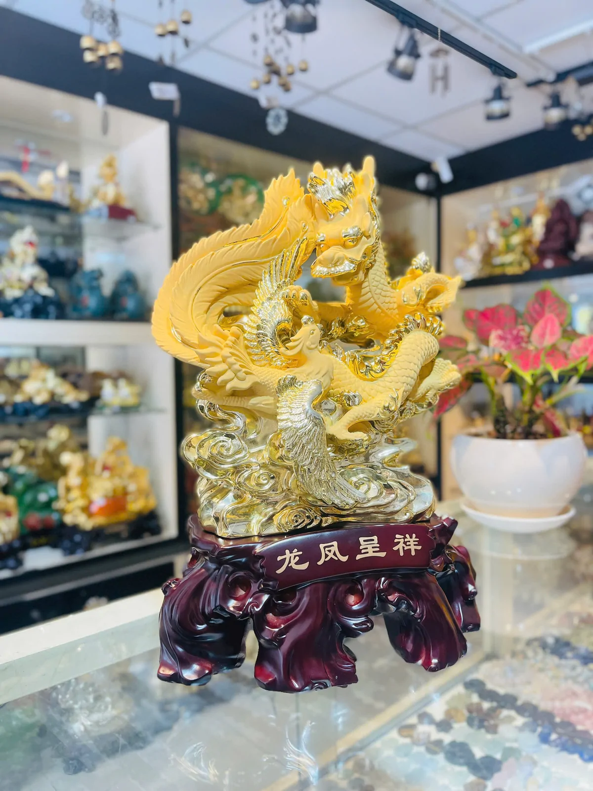 Rồng phụng vàng sa kim lớn - long phụng trình tường K151M
