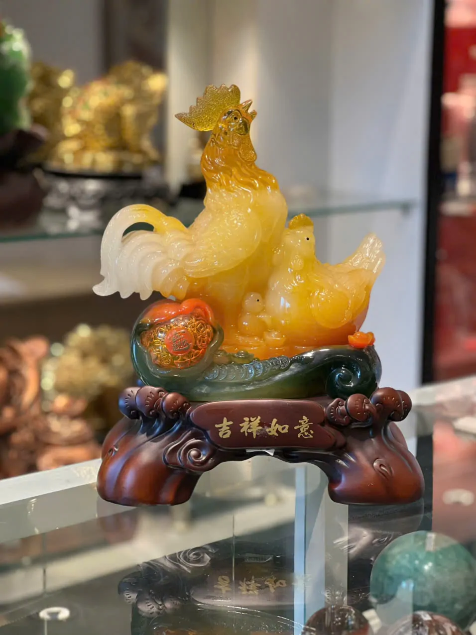 Gia đình gà trên như ý vàng ngọc - Cát tường như ý G014A