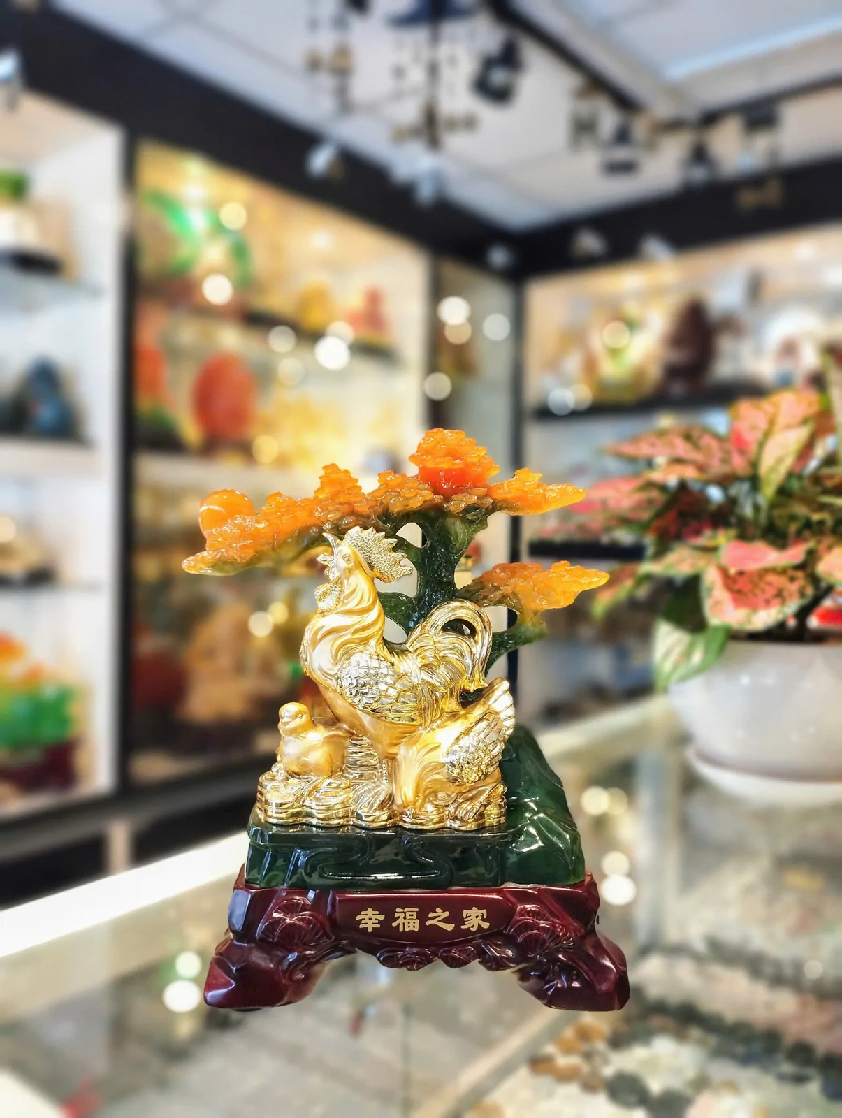 Gia đình gà dưới cây tiền xanh (nhỏ) - Hạnh phúc chi gia G010A