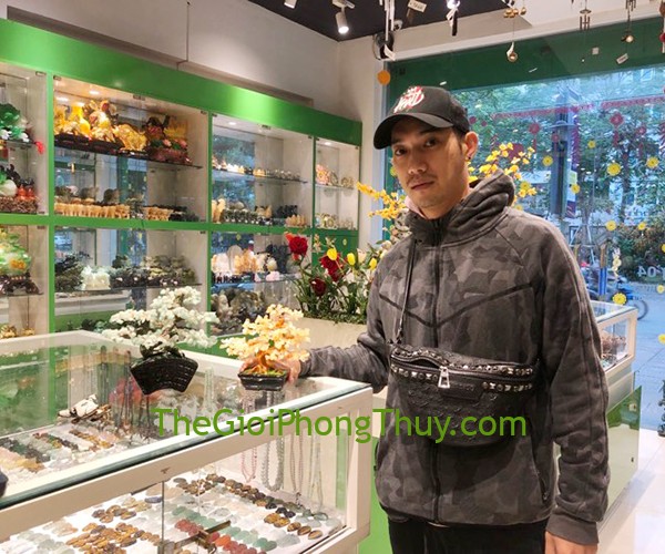 Anh Đức Anh - Khách mua Cây đông linh thân bonsai chậu kiểu nhật mới (Phước) FKC119, Cây thạch anh vàng trung dáng truyền thống đế đen FKC107