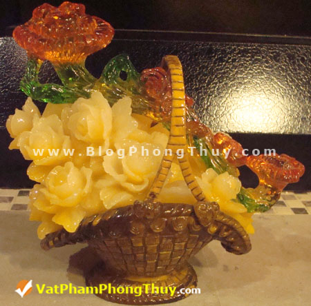 Giỏ hoa mẫu đơn vàng - vatphamphongthuy.com