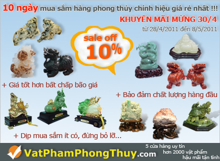 Hệ thống Cửa hàng Vật Phẩm Phong Thủy khuyến mãi Mừng Đại Lễ