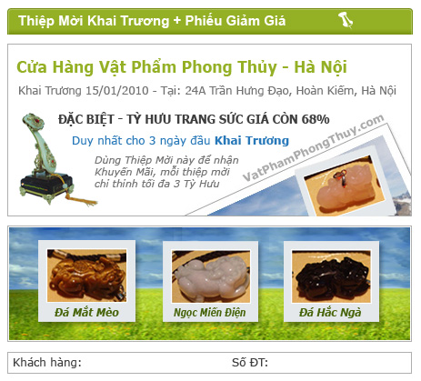 Cửa hàng Vật Phẩm Phong Thủy Hà Nội chính thức Khai Trương