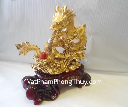 Rồng xanh châu đỏ nhỏ, thủy tinh - phong vân kim long FH328G