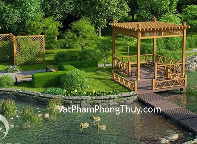 Bố trí cây và nước trong phong thủy sân vườn