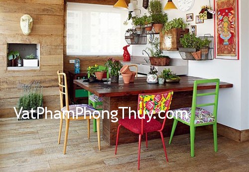 Bố trí cây xanh trong phòng ăn đem lại may mắn
