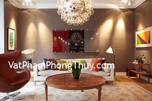 Bí quyết dùng đèn cải thiện phong thủy cho phòng khách