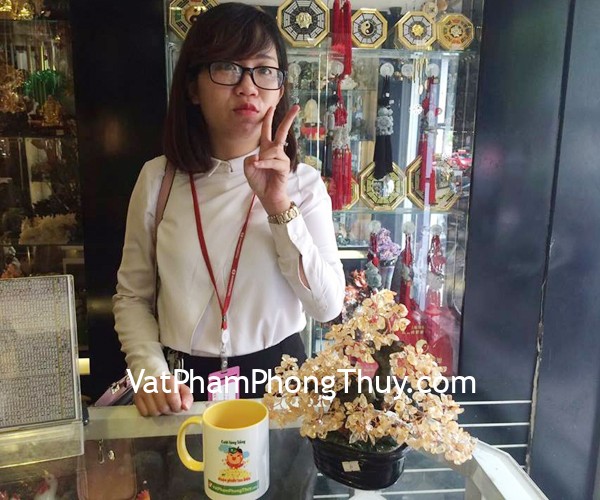 Chị Huyền- khách hàng mua cây tài lộc gốc đẹp thạch anh vàng KC082