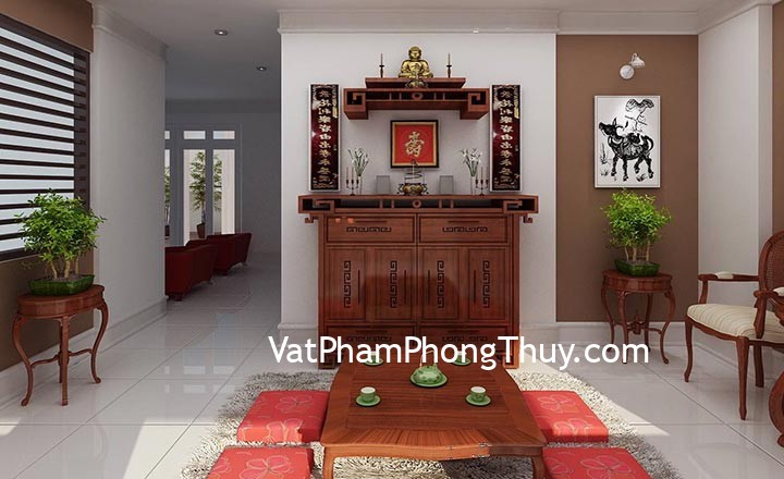 Cách bố trí bàn thờ gia tiên trong nhà chung cư vẫn đẹp mà không phạm đại kị