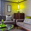 trellis-curtains-Living-Room-Midcentury-with-black-trim-coffee-table-grey-sofa-mid-century-pendant
